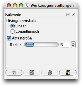 Eigenschaften des Werkzeuges Werte
